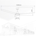 Ventilador techo Saltok con mando Ø132 3 aspas Blanco