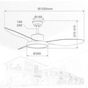 Ventilador techo Biula con luz CCT regulable y mando Ø122 3 aspas DC Negro