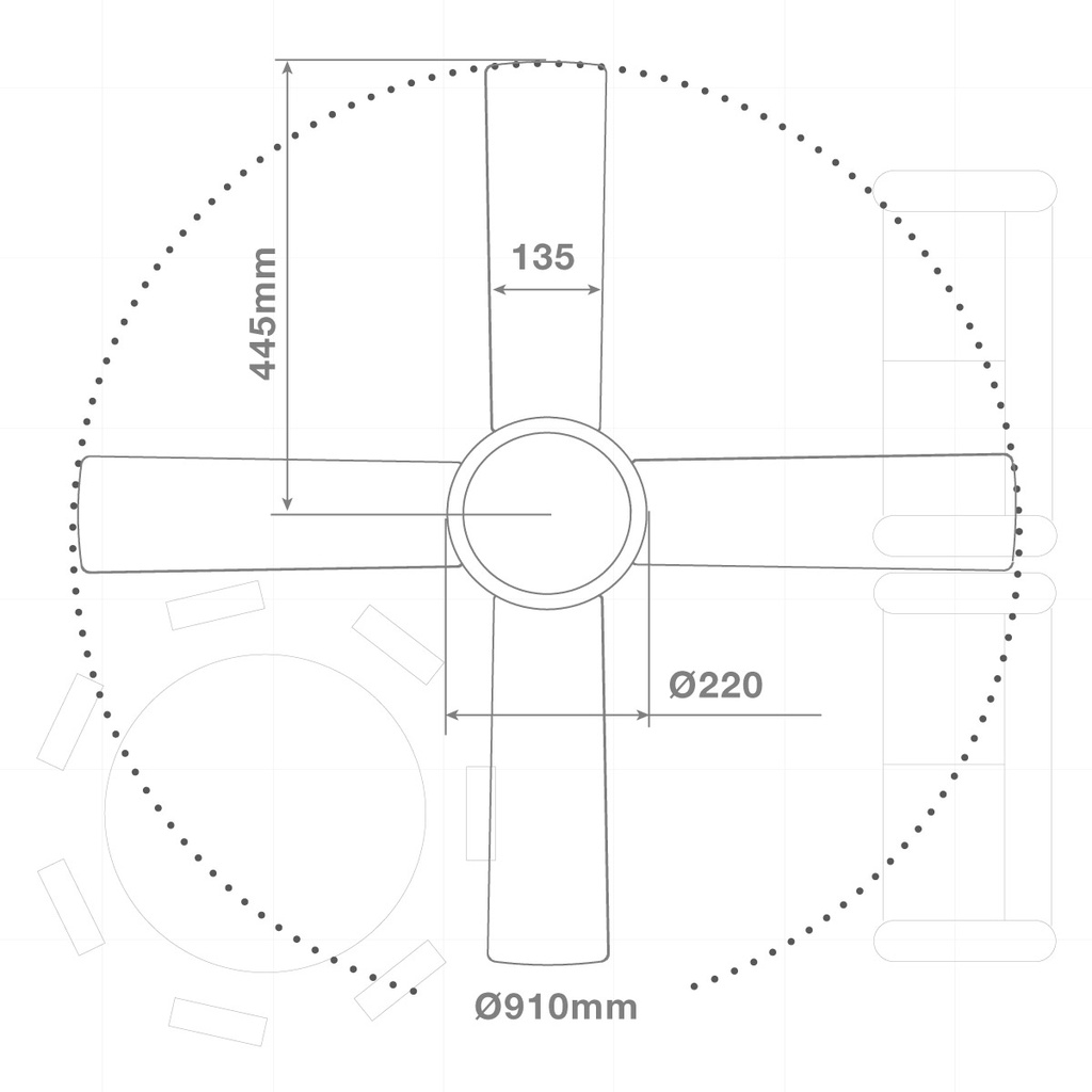 Ventilador techo Muna con luz CCT regulable y mando Ø91 4 aspas Blanco