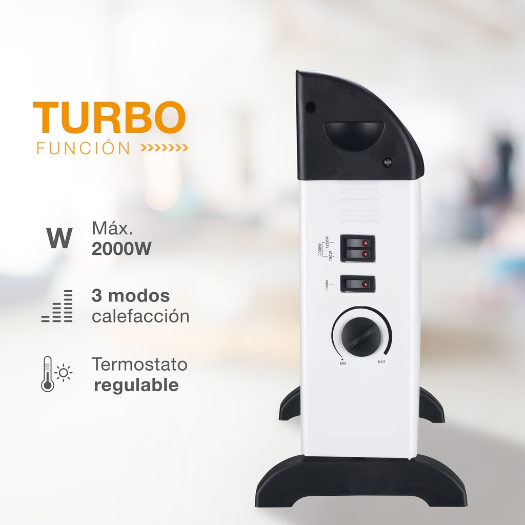 Calefactor eléctrico convector turbo Susuk Máx. 2000W