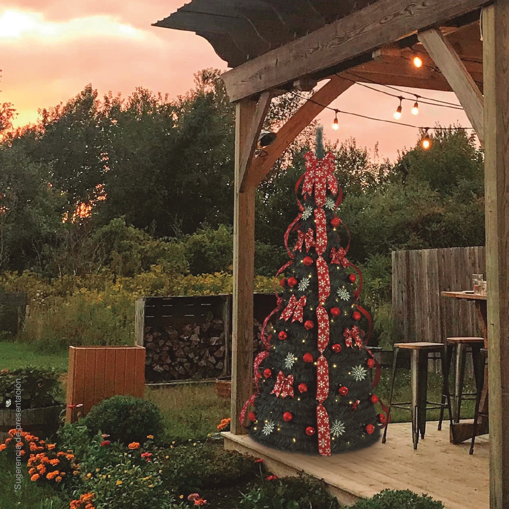 Árbol de navidad plegable decorado con luces Niah 1,8M