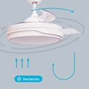 Ventilador techo Lentini con luz CCT regulable y mando Ø107 3 aspas retráctiles DC Blanco