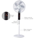Ventilador de pie Tehri con mando y temporizador Ø43cm 30W motor DC Blanco