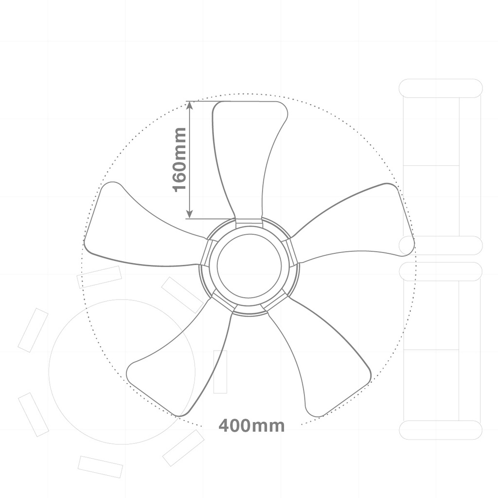 Mini ventilador techo Oristán con luz CCT regulable y mando Ø40 5 aspas DC Blanco 