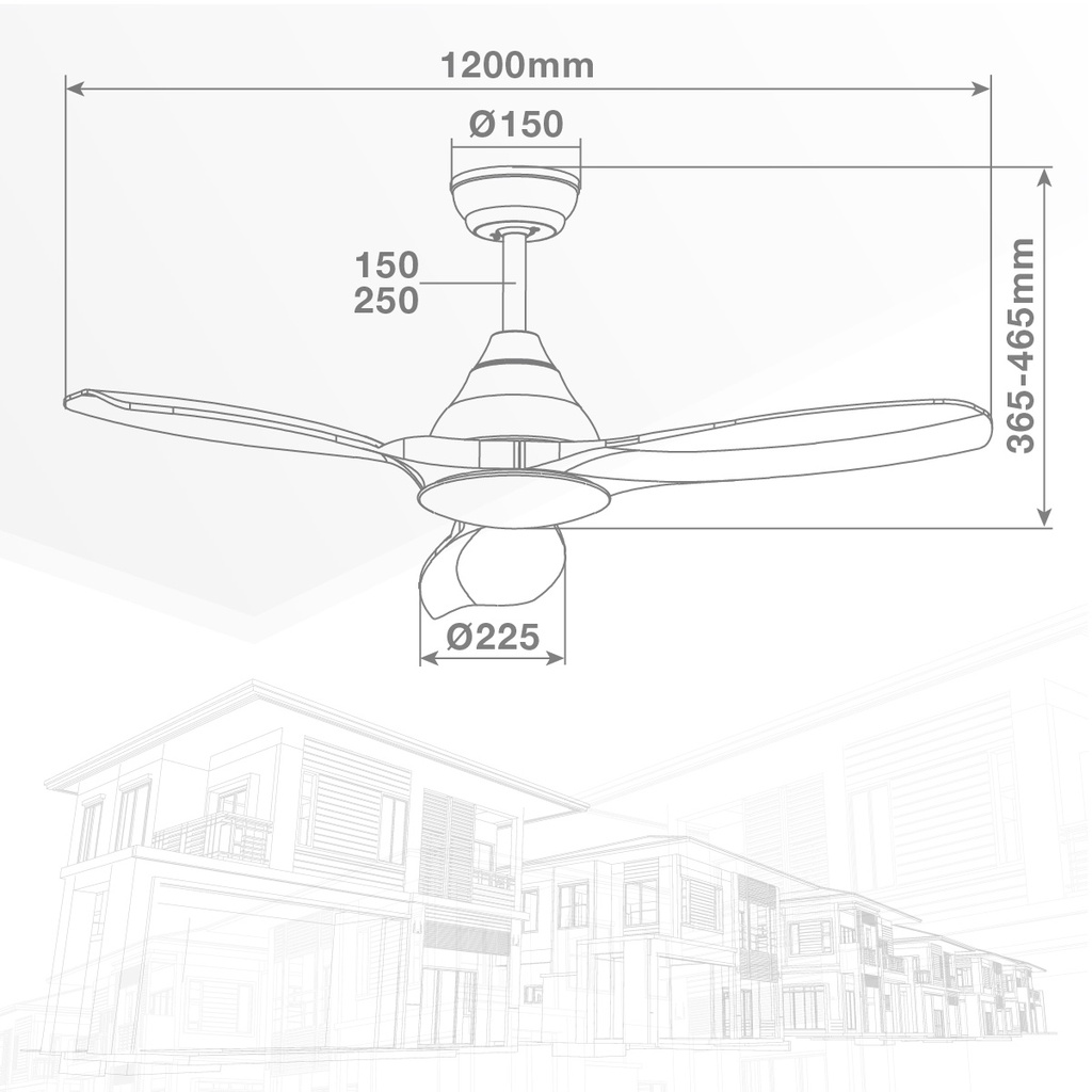 Ventilador techo Luma con luz CCT regulable y mando Ø117 3 aspas DC Blanco