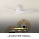 Ventilador techo inteligente Kasama con luz CCT regulable y mando Ø132 3 aspas DC Blanco