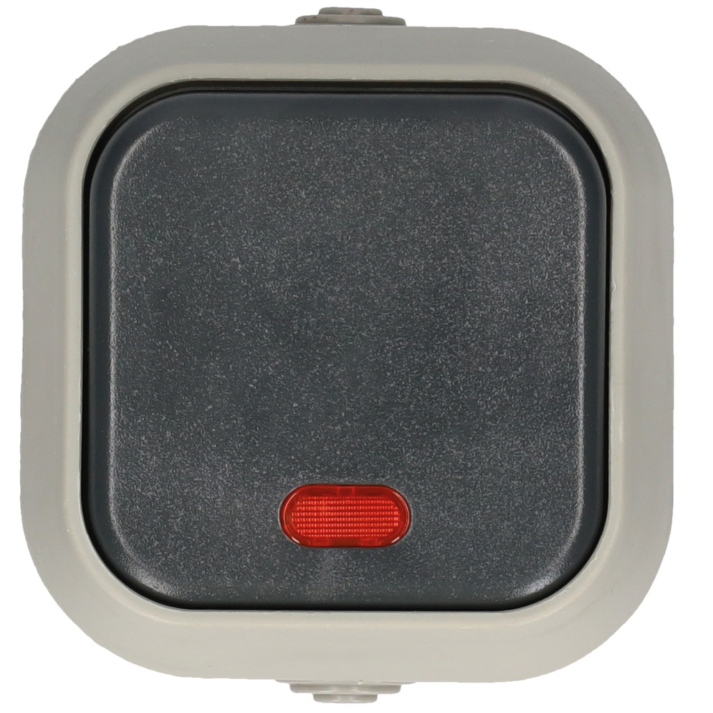 Interruptor  + LED luminoso de superficie IP54 Negro - 6u caja exp