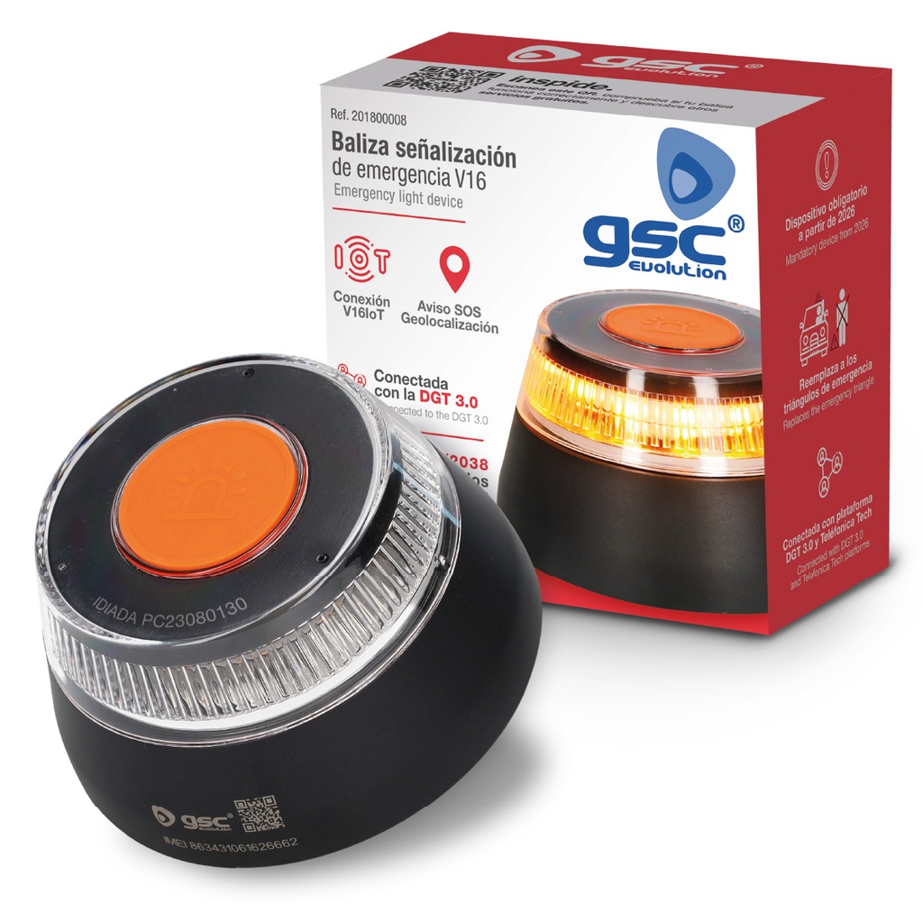 Baliza señalización de emergencia V16 con geolocalización