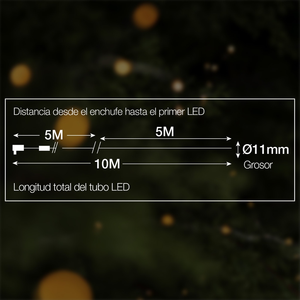 Kit 5M tubo LED flexible bastón de caramelo 8 funciones Luz cálida