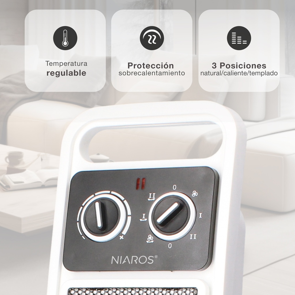 Calefactor eléctrico vertical giratorio cerámico Andaza Máx. 2000W