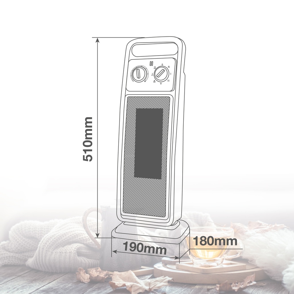 Calefactor eléctrico vertical giratorio cerámico Andaza Máx. 2000W