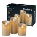 Pack 3 velas decorativas LED de cera 100 - 120 - 150mm Dorado