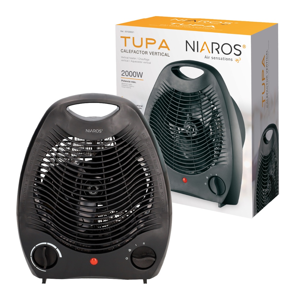 Calefactor eléctrico vertical Tupa Máx. 2000W Negro