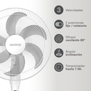 Ventilador de pie Sortino con mando y temporizador Ø43cm 65W Blanco