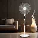 Ventilador de pie Sortino con mando y temporizador Ø43cm 65W Blanco