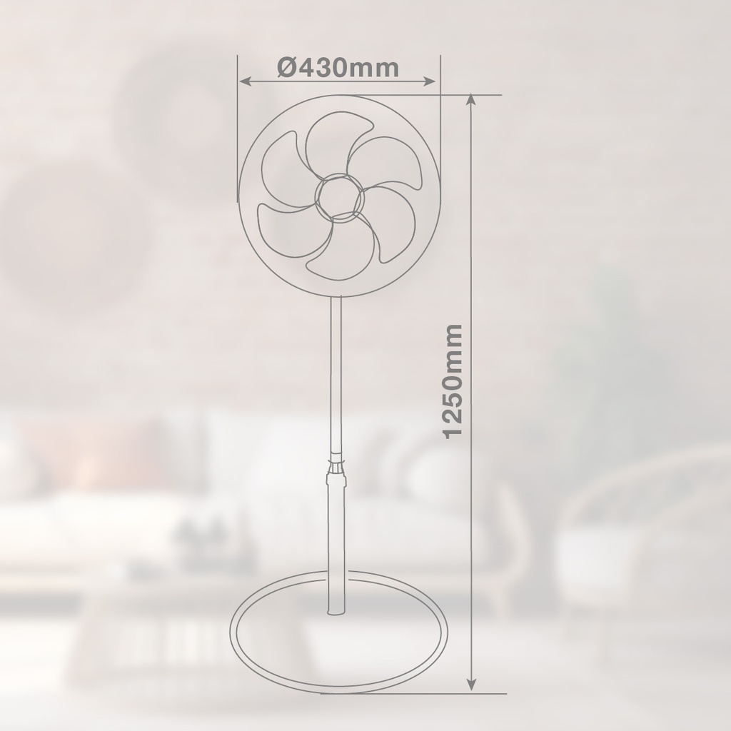 Ventilador de pie Sortino con mando y temporizador Ø43cm 65W Blanco