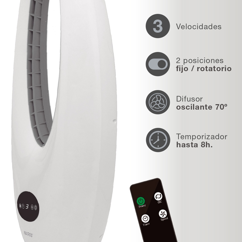Ventilador de torre sin aspas Salboni con mando 45W Blanco