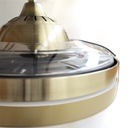 Ventilador techo Lugela con luz CCT regulable y mando Ø107 3 aspas retráctiles DC Dorado
