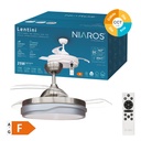 Ventilador techo Lentini con luz CCT regulable y mando Ø107 3 aspas retráctiles DC Níquel