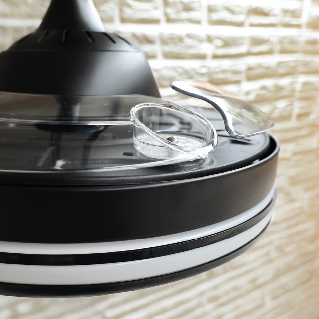 Ventilador techo Oliveri con luz CCT regulable y mando Ø107 3 aspas retráctiles DC Negro