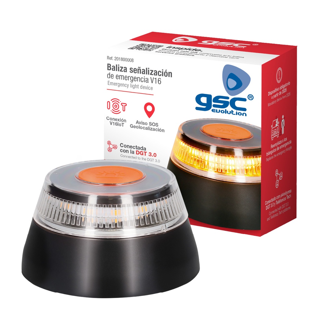 Kit 40 balizas señalización de emergencia V16 con geolocalización + expositor sobremesa