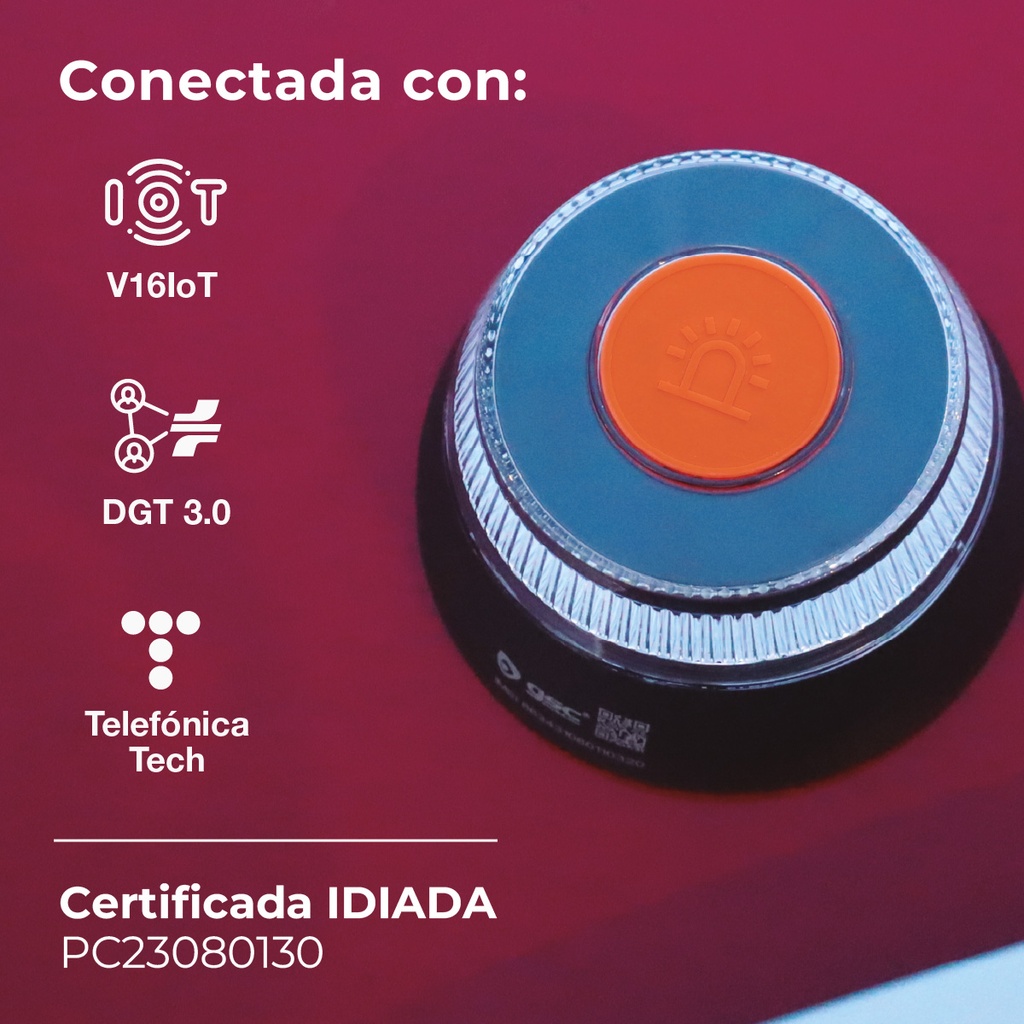 Kit 40 balizas señalización de emergencia V16 con geolocalización + expositor sobremesa