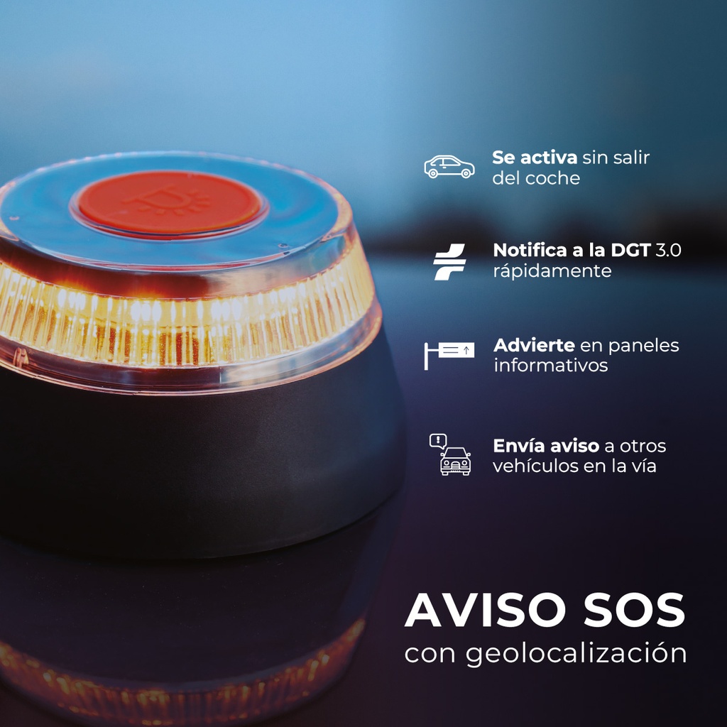 Kit 40 balizas señalización de emergencia V16 con geolocalización + expositor sobremesa