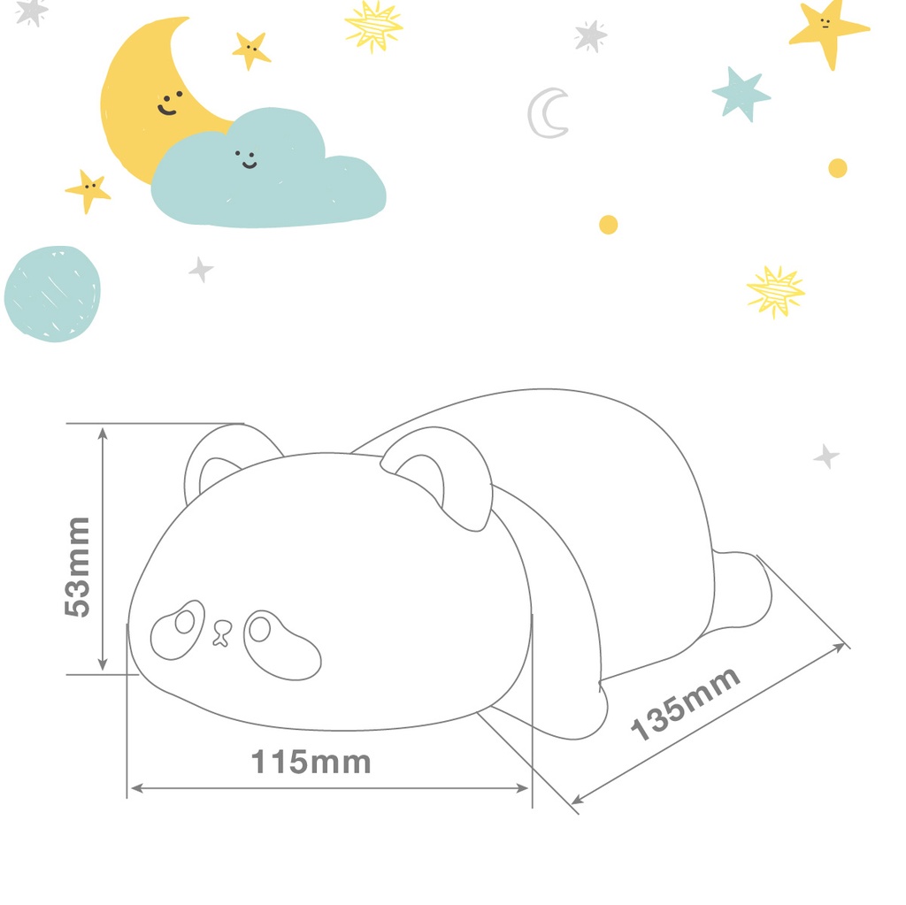 Luz de noche infantil LED Panda 1W RGB batería recargable 