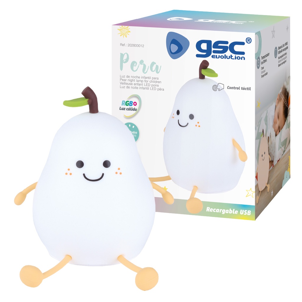 Luz de noche infantil LED Pera 1W RGB batería recargable