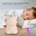 Luz de noche infantil LED Unicornio 1W RGB batería recargable 
