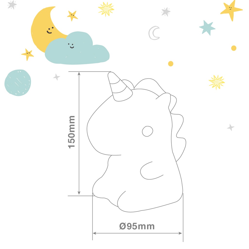 Luz de noche infantil LED Unicornio 1W RGB batería recargable 