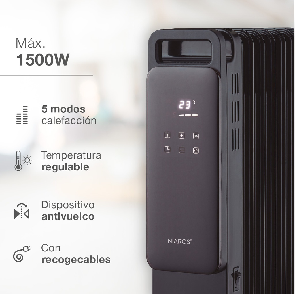 Radiador de aceite 9 elementos Durasil con mando Máx. 2000W 