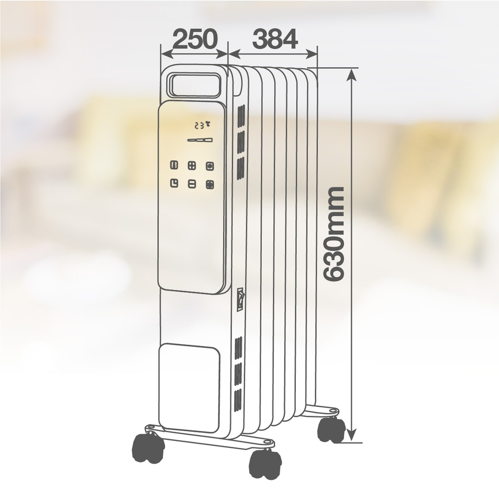 Radiador de aceite 7 elementos Durasil con mando Máx. 1500W