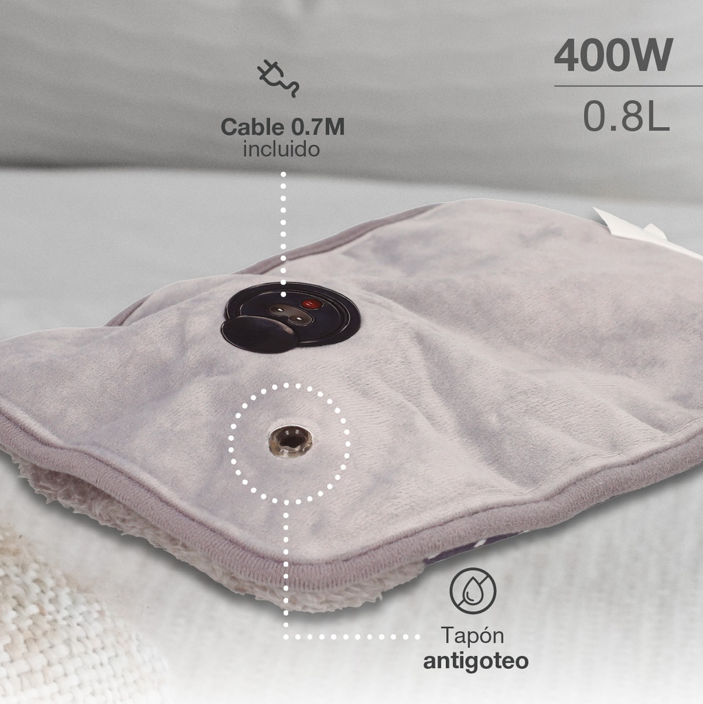 Bolsa de agua caliente eléctrica Maldan Gris
