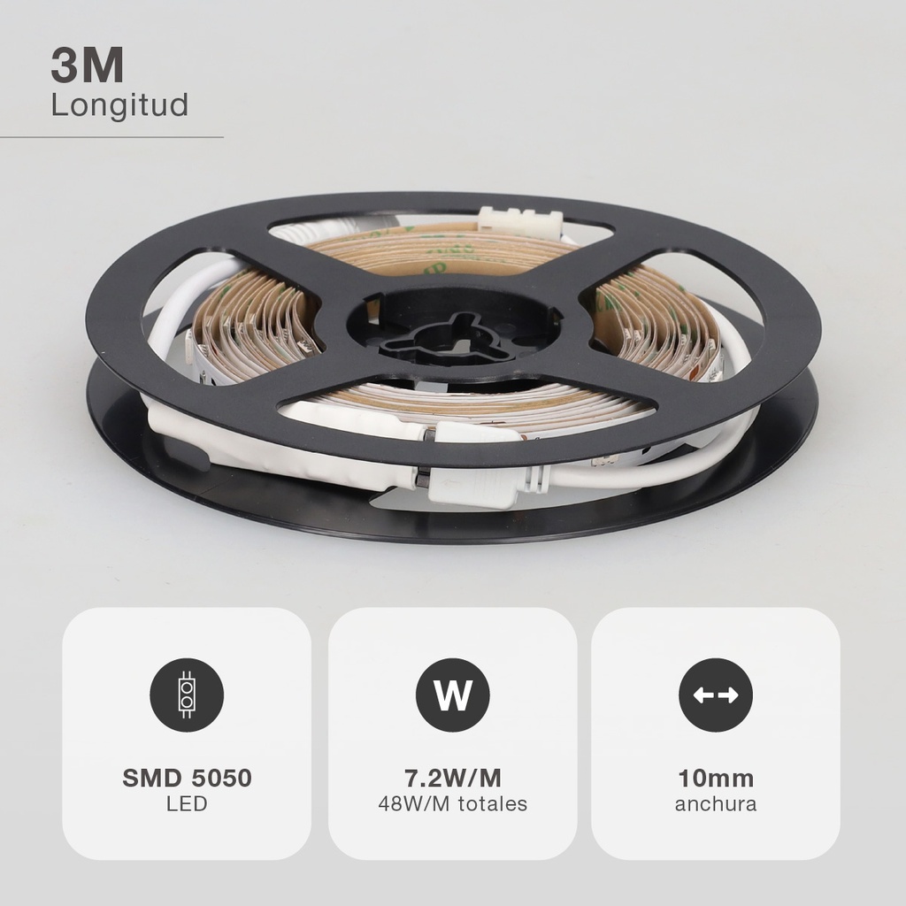Kit 3M Tira de LED 7,2W/M IP20 RGB preparado