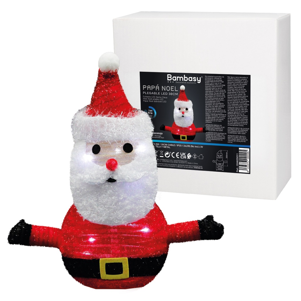 Papá Noel plegable LED 300mm Luz fría