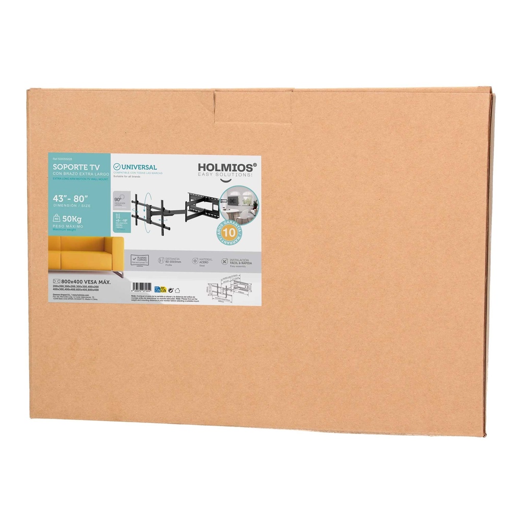 Soporte de TV pared con brazo extra largo 43" - 80"