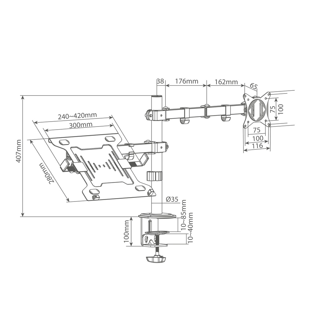 Soporte de TV/Monitor 17" - 32" y portátil 10" - 15,6"