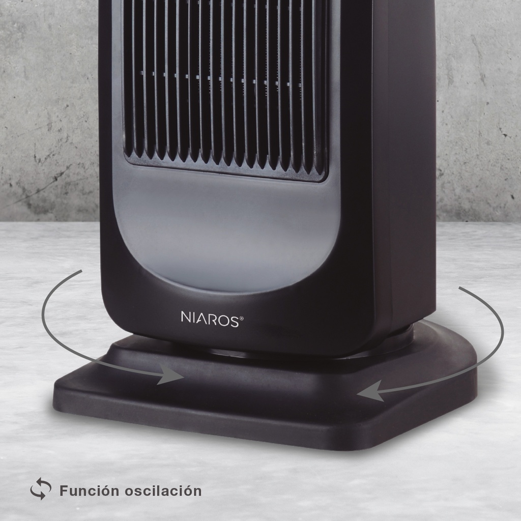 Calefactor eléctrico vertical giratorio cerámico Tanbar con mando y temporizador Máx. 2000W