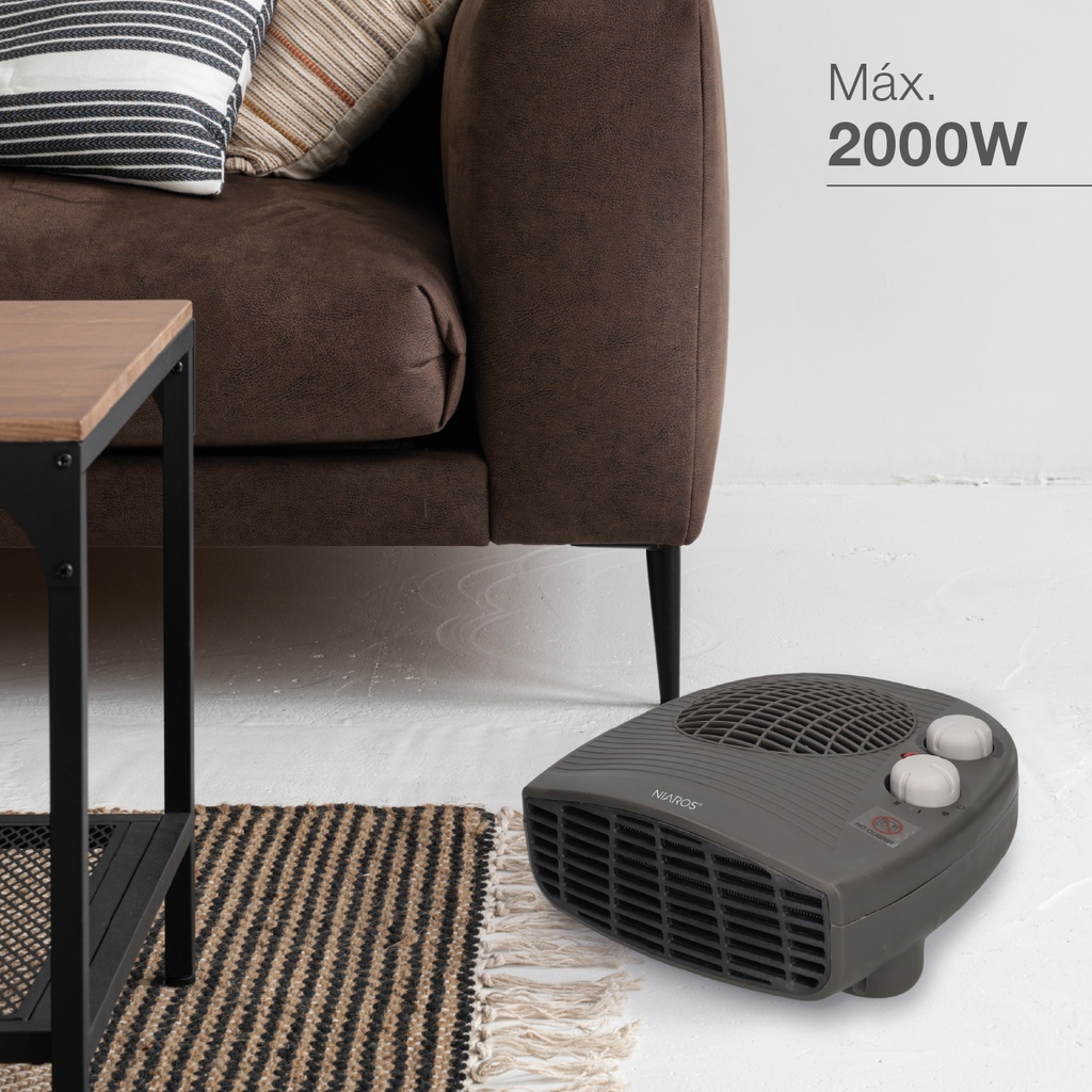 Calefactor eléctrico horizontal Besah Máx. 2000W Gris antracita