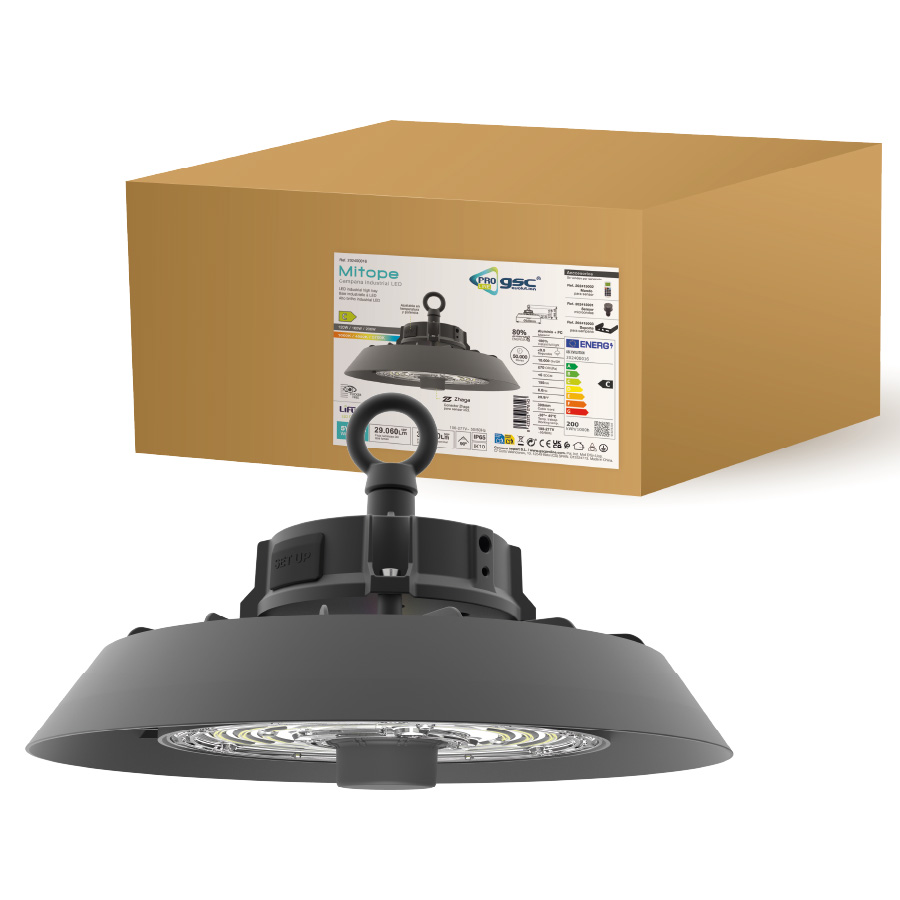 Campana industrial LED Mitope 120 - 160 - 200W 90º 3000 - 4000 - 5700K - Pro Line