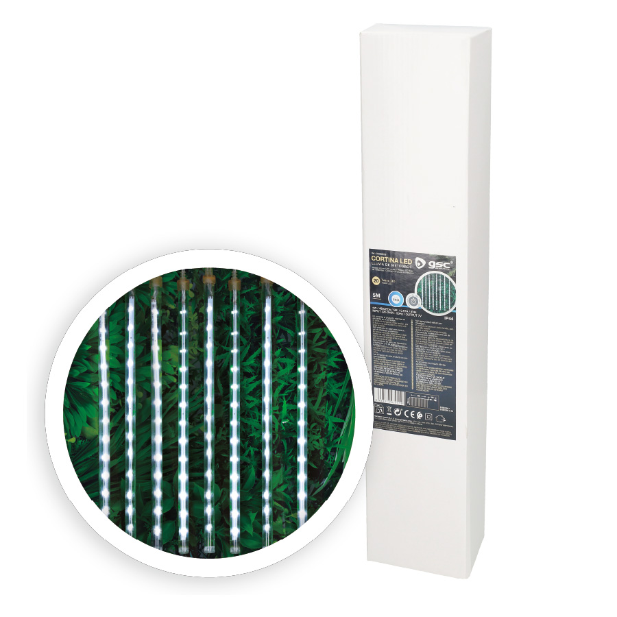 Cortina LED efecto lluvia de meteoros 3x0,3M Luz fría