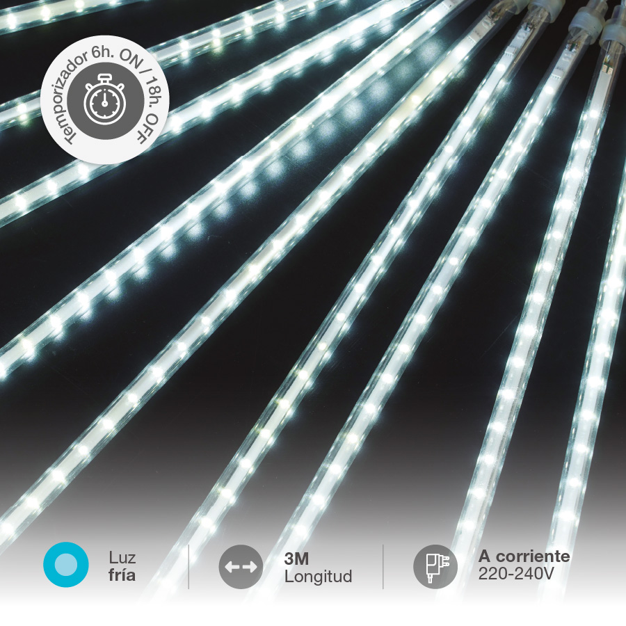 Cortina LED efecto lluvia de meteoros 3x0,3M Luz fría