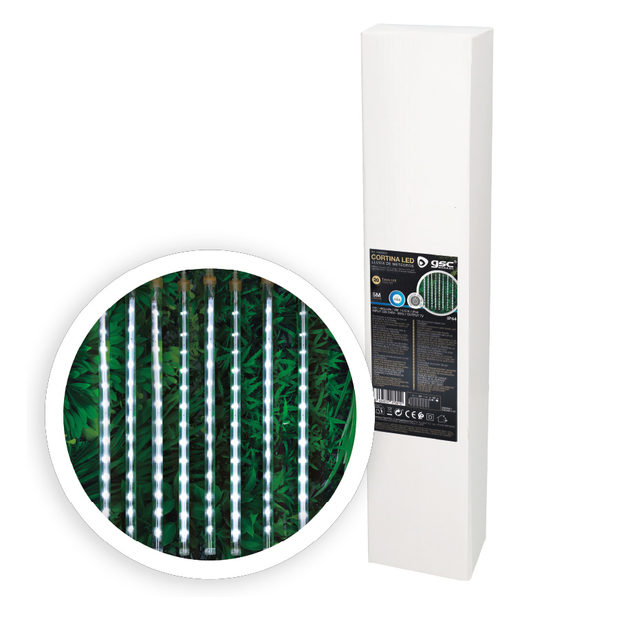 Cortina LED efecto lluvia de meteoros 5x0,3M Luz fría