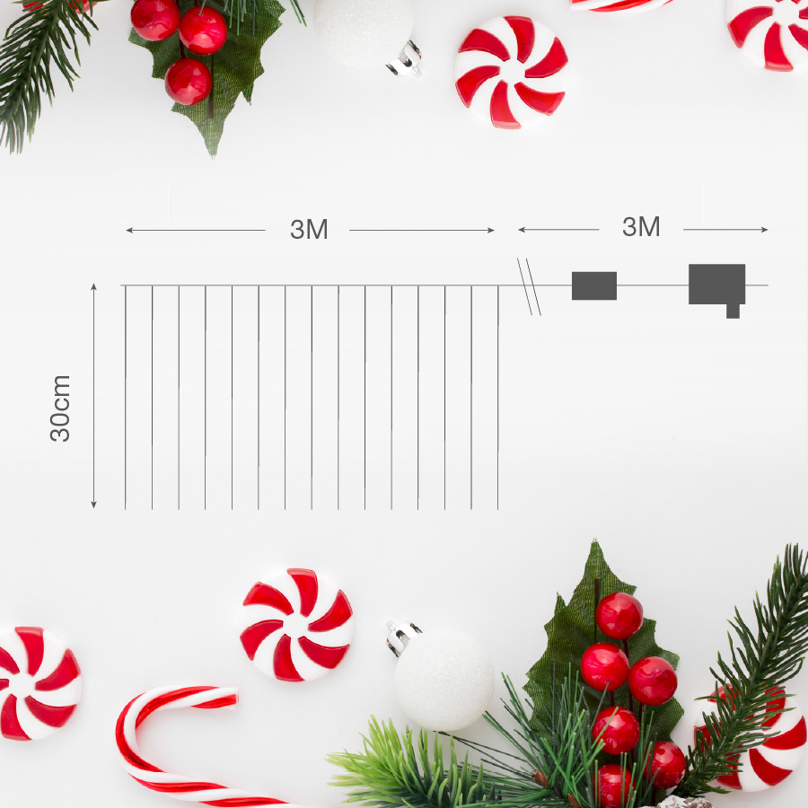 Cortina LED efecto lluvia de meteoros 5x0,3M Luz fría