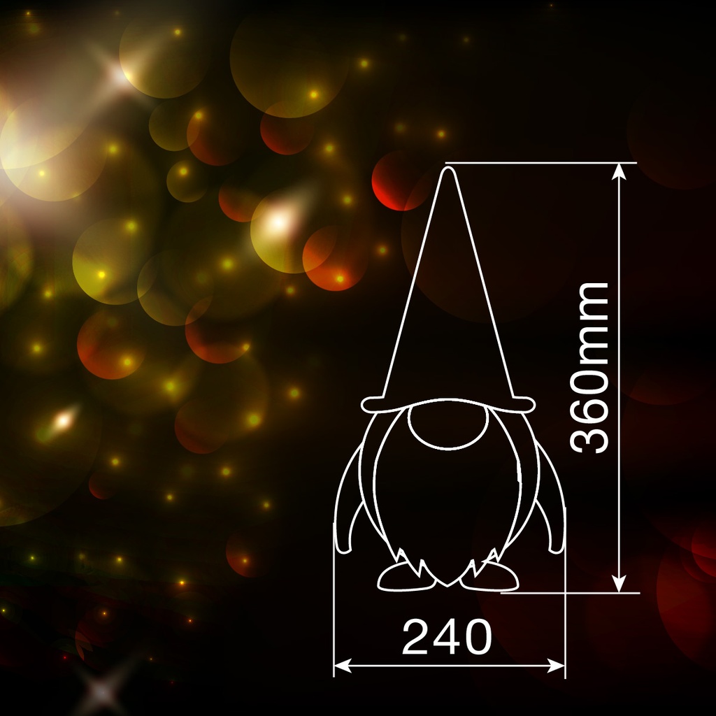 Gnomo de navidad LED sentado Hagin 36cm 2xCR2032 Rojo y gris