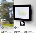 Proyector LED con sensor 50W 6500K IP65 Negro - Libertina