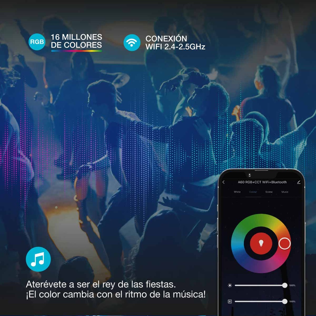 Plafón techo Paris con altavoz 24W RGB 3000-6500K regulable