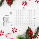 Cortina LED luminosa solar 2x1M Luz fría
