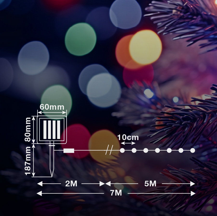 Guirnalda LED solar 5M 8 funciones RGB